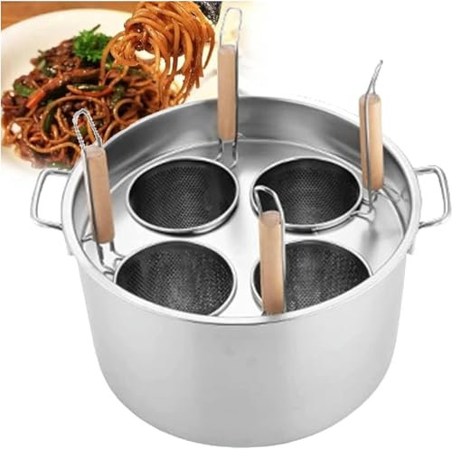 PGKTKCWH Pentole per la Pasta Pentola per la Pasta Cuocipasta in Acciaio Inox, Set per la Cottura della Pasta con cestello scolapasta, (3/4/5 Fori) Pentola per la Cucina di casa Pentola per