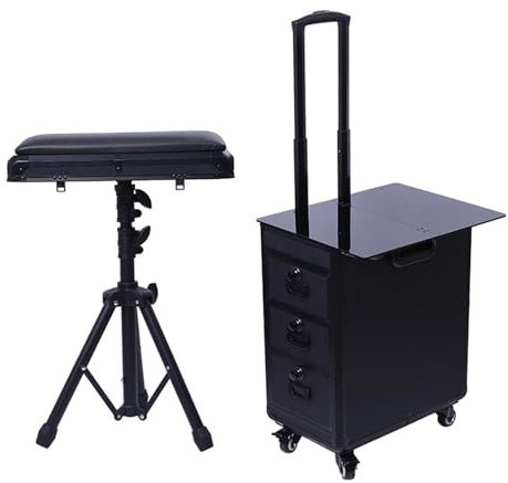 JJENXYYDS Portable Makeup Case,Makeup Case with Combination Locks,Rolling Suitcase with 3 Drawers, 360° Swivel Wheel, Travel, Manicure, Makeup Artist, Hairdressing,Tattoo Artist