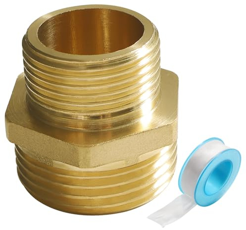 Conector Hexagonal de Latón G1 Macho a G3/4 Macho, Pezón Pe Lyon, Cinta de Plomero para Conversión de Tubería
