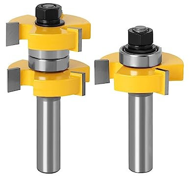 2 pièces 1/2 pouces 12mm tige langue rainure routeur Bits Set Stock 1-1/2 Tenon fraise for outils de travail du bois(12.7mm shank)