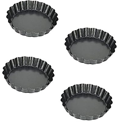 Cabilock Molde para Tarta Redonda 4 Pcs de Acero al Carbono Negro