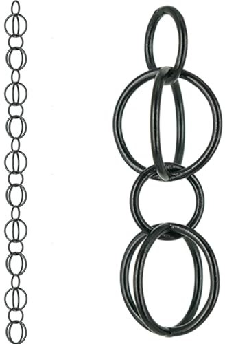Cadena de lluvia de aluminio para aleros, drenaje de agua al aire libre, para sistema de canalones, recogedor de bajante y bajante decorativo, color negro, 2,4 m