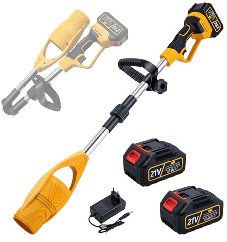CHANGEMOORE Soffiatore Elettrico Portatile Senza Fili 21V Piegehevole con Motore Brushless per la Pulizia di Foglie, Polvere e Patio - 2 Batterie da 3.0 Ah Incluse giallo