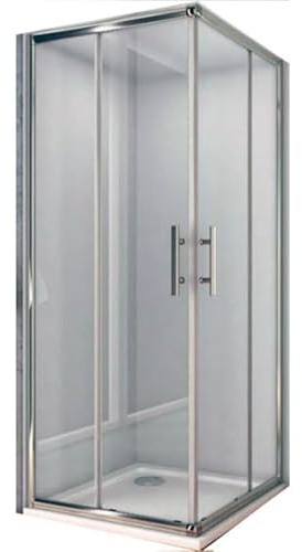 Imalli Eck-Duschkabine Höhe 190 cm, ausziehbare Schiebetüren 68-69,5 cm, 88-89,5 cm, umkehrbare Duschkabine aus gehärtetem Glas, 6 mm, Profile aus poliertem Chrom (transparent 70 x 90)