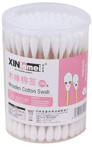 100 hisopos de algodón, bastoncillos de algodón para orejas, doble punta con cabezas de algodón, hisopos con caja de almacenamiento