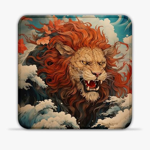 Tapis Souris Art Lion (30X30) CM 11.81(in) Tapis Souris Tapis Souris en Caoutchouc antidérapant, Compatible avec Les Souris Laser et optiques