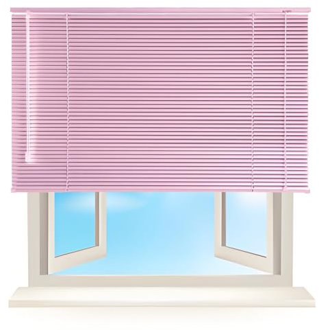 Nach Maß Fensterjalousien Für Zuhause, Aluminiumjalousie Mit 25 Mm Lamellen, wasserdichte Horizontale Jalousien, 25Cm 40Cm 85Cm 120Cm 135Cm 160Cm(Pink)