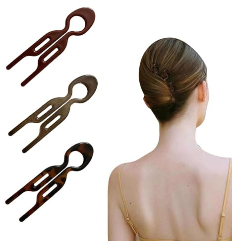 TOEECY 3 Stück Uform Haarnadeln Haarklammern Vintage Haarspangen Set Hochsteckfrisur Zubehör Dutt Maker Haarstyling Werkzeug