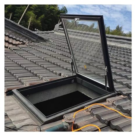 Großes Dachfenster und Oberlicht, Kellertür mit Tageslicht und doppelschichtigem gehärtetem Glas, robuste Dachluke für Flur, Dachboden, Treppe, Garage (60 x 100 cm)