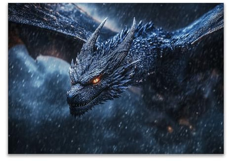 DunPei Wandbilder Drachen Wohnzimmer Wanddeko Schlafzimmer Zimmerdeko Wandgemälde Zimmer Deko auf Wand Dekoration Wall Art Kunst(Mehrfarbig)-30x45cm Ungerahmt