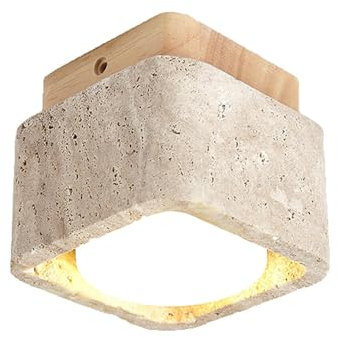 YFMYY Lampada da soffitto in Stile Wabi-sabi da 3,9 Pollici, Lampada da soffitto con Paralume in Marmo di Pietra Naturale nordica, Decorazione d'interni in travertino Giallo Giapponese