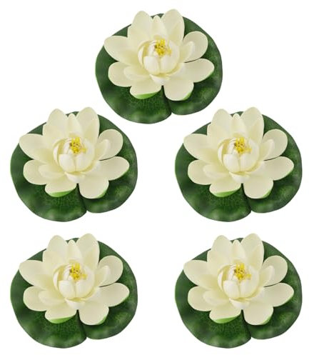 TOWARDSNAN 5pcs decorativo galleggiante schiuma artificiale loti realistici piante acquatiche gigli pad per stagni decorativi vasche di pesce pianta artificiale realistica