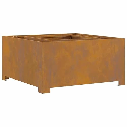 Eleganz Braciere quadrato 80 x 80 x 40 cm in acciaio corten, moderno braciere da giardino per terrazza e giardino, design durevole in acciaio metallico