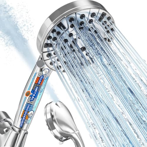 Besjaar Duschkopf mit Schlauch, 10 Sprühstufen, Chrome Handbrause, Regendusche mit Filter, Hochdruck, Wassersparend, Mit Filter