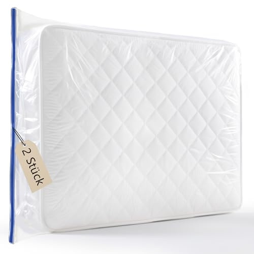 Lot de 2 Housse de Protection pour Matelas 140x200 – Protège Matelas Étanche et Résistant avec Fermeture Éclair – Housse Matelas Déménagement et Stockage Extérieur – Compatible – Épaisseur 30 cm