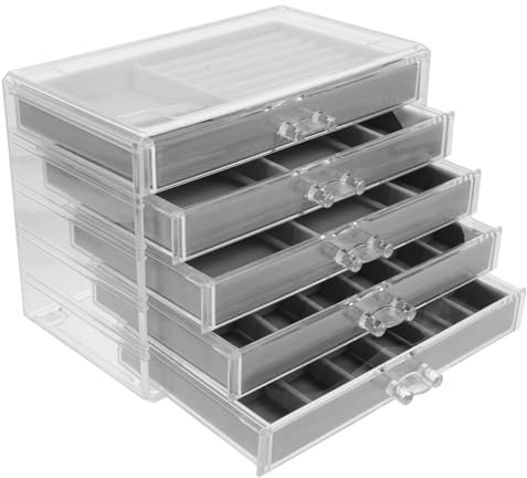 VALICLUD Acryl Vitrine mit Fächern zur Aufbewahrung von Steinen mit Samt Einlage und Durchsichtigen Compartments für Einfache Kategorisierung und Stilvolle Präsentation