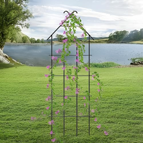 Treillis en métal pour plantes grimpantes pour intérieur et extérieur – Support de jardin pour plantes en pot, vignes, roses, pois – Treillis noir robuste pour décoration de maison et de jardin
