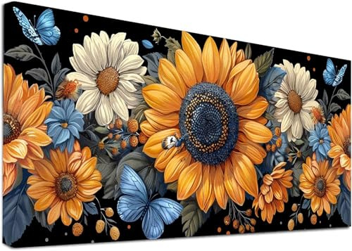 Diamond Painting Grande Flor, 5D Diamond Painting Adultos Mariposa, DIY Bordado Punto de Cruz Cristal Art Kits, Pintura Diamante Manualidades para Adultos, Decoracion Hogar Regalo 70x140cm P-5841