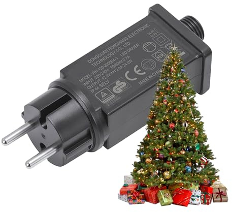 Adaptateur Alimentation pour Guirlandes Lumineuses | Adaptateur LED 12V Prise EU pour Lumières Festives | Transformateur Étanche IP44 pour Décorations Jardin Halloween Noël - Pour Jardin Et