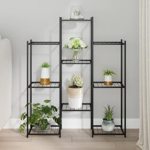 Frdhee Pflanzenregal für Innenräume,Blumenständer 83x25x100 cm Schwarz Eisen,Blumentopf Ständer für Zimmerecke,Wohnzimmer,Balkon,Terrasse,Hof