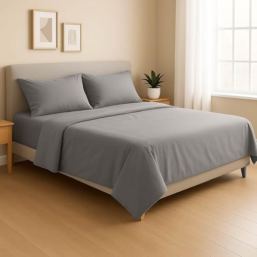 IlGruppone Completo Lenzuola Matrimoniale in Caldo Pile – Set Letto Invernale Morbido e Soffice, Lenzuola Termiche Matrimoniali Antipiega - Grigio