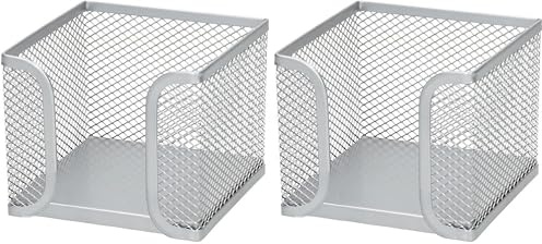 D.RECT - Zettelbox | aus Mesh | Solides Metall | Für den modernen Arbeitsplatz | Silber - 95x95x80 mm (Packung mit 2)