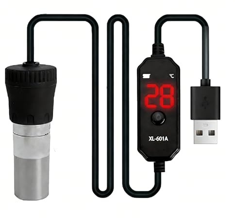 GERUI Barra riscaldante USB per acquario, 10 W, controllo automatico della temperatura, 15-34 °C