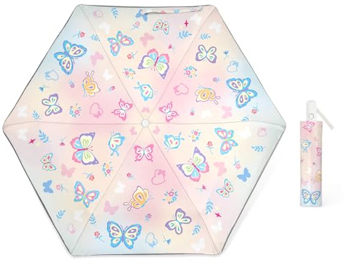 decalsweet Regenschirm Kinder, Automatik Taschenschirm Kinderschirm | Knirps Regenschirm mit reflektierenden Streifen, Sturmfest, Kompakter, Robuster, Leicht zu Transportieren, Reise Regenschirm