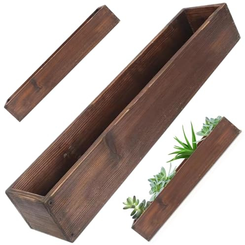 Hperu Scatola di legno, fioriera in legno rustico da 19, 7 x 4 x 2, 8 pollici, vaso da fiori rettangolare per piante grasse, per cortile, casa colonica, patio, interni ed esterni, casa
