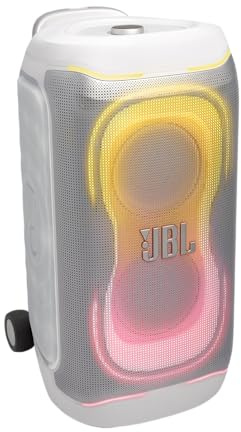 JBL PartyBox 330 Enceinte Bluetooth Portable, Blanc | Son JBL puissant, Jeu de Lumières Dynamique, AI Sound Boost, Poignée Télescopique, IPX4, Jusqu’à 18H d’Autonomie