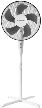 Johnson Ventilatore a Colonna KOLO, 45 W, 3 Velocità, Silenzioso, Altezza Regolabile 114-126 cm, Oscillazione Orizzontale, per Camera, Ufficio o Soggiorno