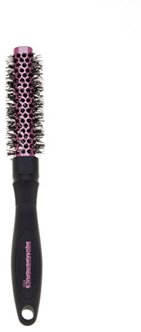 Denman Rund-Haar-Bürste Squargonomics, für schnelles/schonendes Föhnen/Glätten kurzer Haare, gewellte Nylonborsten, Durchmesser 20 mm, silber