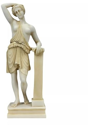 Artemis Diana Göttin Wounded Amazon Semi Nude Alabaster Statue Skulptur 25,9 cm