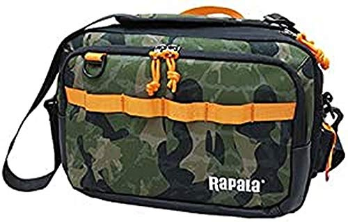 Rapala - Sac à Bandoulière Jungle Messenger Bag - Sacoche Tactique de Pêche - Sac Poitrine 35x21x13cm - Chest Bag Fermetures Zippées - Plusieurs Poches et Accroches - Bandoulière Réglable - Vert/Jaune