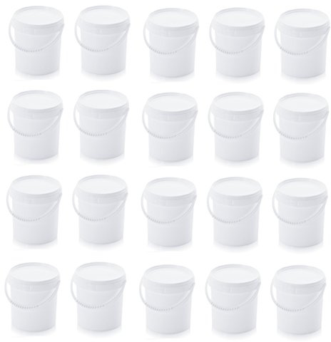 100x Eimer 1,0l mit Deckel * lebensmittelecht * 1 Liter * weiß * Kunststoffeimer * mit Kunststoffbügel 1,18l, 100er Set