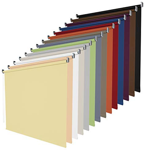 etusimo Tageslichtrollo Seitenzugrollo Tür Fenster Rollo / 14 Farben/Breite 62-202 cm/Bedienung Kettenzug/Stoff Blickdicht lichtdurchlässig/Montage Wand Decke/Größe 62 x 180 cm Farbe Hellgrau