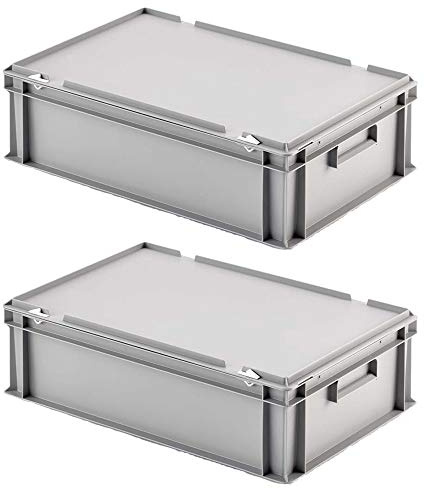 BRB 2 Eurobox mit Scharnierdeckel, LxBxH 600x400x185 mm, PP, lebensmittelecht, grau