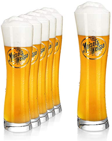 Bicchieri da birra Maisel´s Weisse 0,5 l - Boccale birra in vetro - Set bicchieri birra - 6 Bicchieri degustazione birra lavabile in lavastoviglie