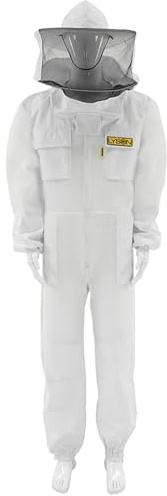 LYSON Imkeranzug aus Mesh und Baumwolle Imkeroverall mit abnehmbarem Hut belüftet Imkerbekleidung, Imkerjacke mit Reißverschluss Grösse S