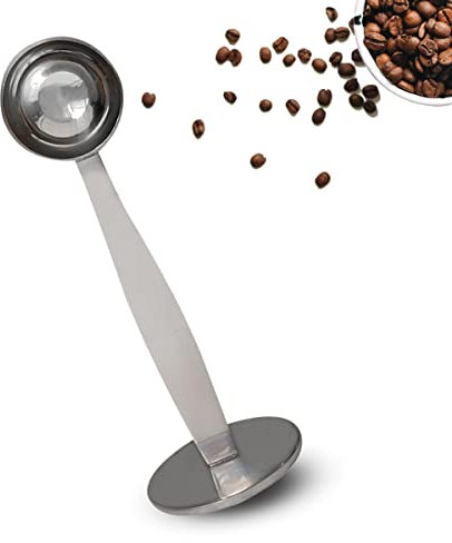 2-in-1 Coffee Scoops, 304 Stainless Steel Tablespoon Measure Spoon, with Pressed Bottom for Coffee Bean Press Coffee Grinding Pressing（Silver15 ml）