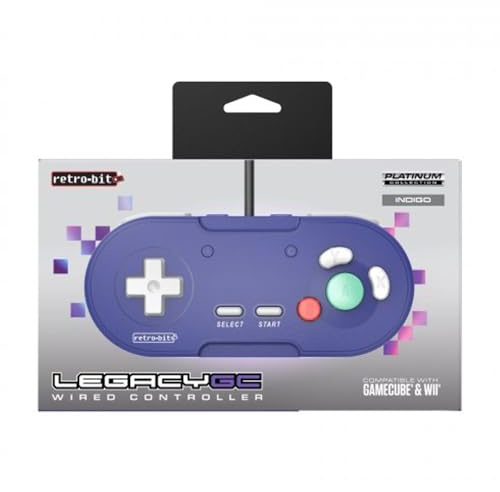 Retro-Bit Legacy GC Wired Controller - for Gamecube & Wii - Indigo