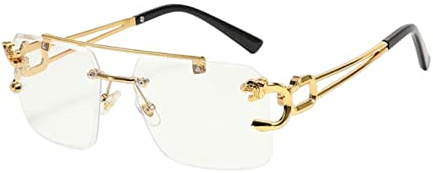 Amagogo Randlose Sonnenbrille Rechteck Rahmenlose Brille, Augenbrille Sommer Trendige Sonnenbrille für Reisen Damen Herren Strand Urlaub Party, weiß