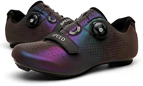 Hixingo Chaussures de Cyclisme pour Hommes, Femmes, Chaussures D'équitation sur Route et Montagne, Crampons Respirantes Semelle Dure Chaussures de Vélo