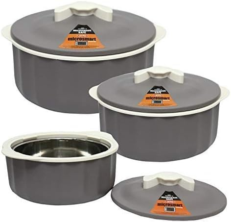 Kajal Jaypee Thermobaric Casseroles Micro Smart Frischhaltedosen-Set, 3er-Pack (1000 ml, 1500 ml, 2000 ml). (Erde-Gericht)