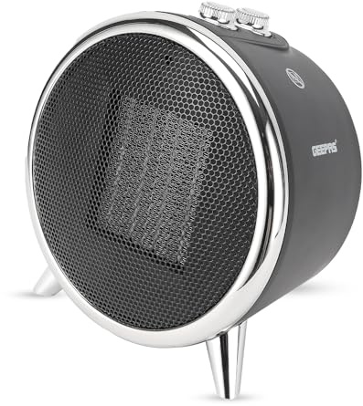 Geepas PTC Heater | Adjustable Thermostat with 2 Heat Settings 750-1500W & Overheat Protection | Lightweight Heater with Cool/Warm/Hot Wind Option for Office Home | 2 Year Warranty, Black