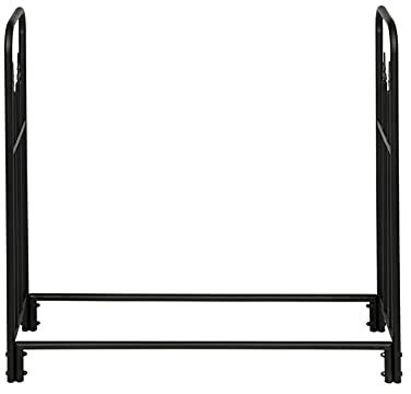 WaLdor Kaminholzregal Eisen Kamin Brennholz Stand Rack Aufbewahrungsregal schwarzer Sandmuster Einzelschicht 44 Zoll hoch mit Pfeilstil Brennholzregal Holz-Organizer
