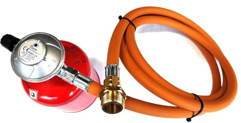 Zatechs ADAPTER 1 - USA auf 7/16 EU - Propan Butan Gasschlauch - Für Grill von USA auf Europäische Kartuschen mit 2 Meter Schlauch und Gasregler