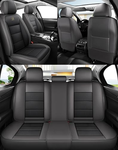 NOBQUA Coprisedili Auto in Pelle - Fodere Sedili Auto di Lusso Universali - Copri Sedili Impermeabili e Eleganti per Tutti i Veicoli
