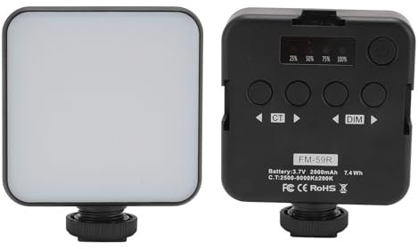 LED-Videoleuchte, Kamera-Fülllicht, 2000 MAh Wiederaufladbare Tragbare Fotobeleuchtung, LED-Fülllampenfeld mit 3 Kaltschuhen, 1/4 Zoll Schraubenloch, für Bilder, Videoaufnahmen