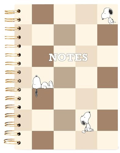 Graphique Snoopy Hardbound Spiral Journal, 160 Ruled Pages Hard Cover Notebook, Diary, Lists, Record Month and Date, Premium Paper, 6” x 8”